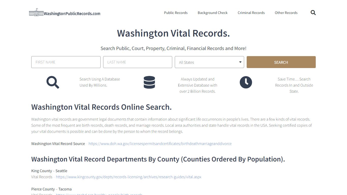 Washington Vital Records: WashingtonPublicRecords.com